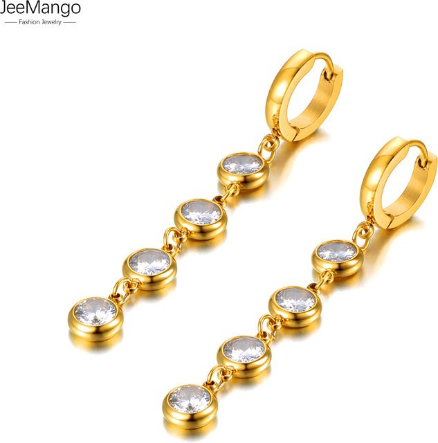 JeeMango Ohrringe Edelstahl, Zirkonia, Gold, Damen - Bild 1