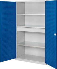 Kappes Großvolumenschrank RasterPlan in Grau mit Lochplatten-Tür innen, Ausstattung 2, B/T/H: 113 x 59 x 195 cm - Bild 1
