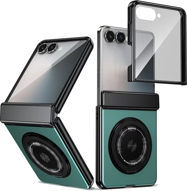 Sturzsichere Samsung Galaxy Z Flip Schutzhülle mit 360 Grad drehbarem Magnetring-Halter in Grün für Galaxy Z Flip 8 7 FE 6 5 4 - Bild 1