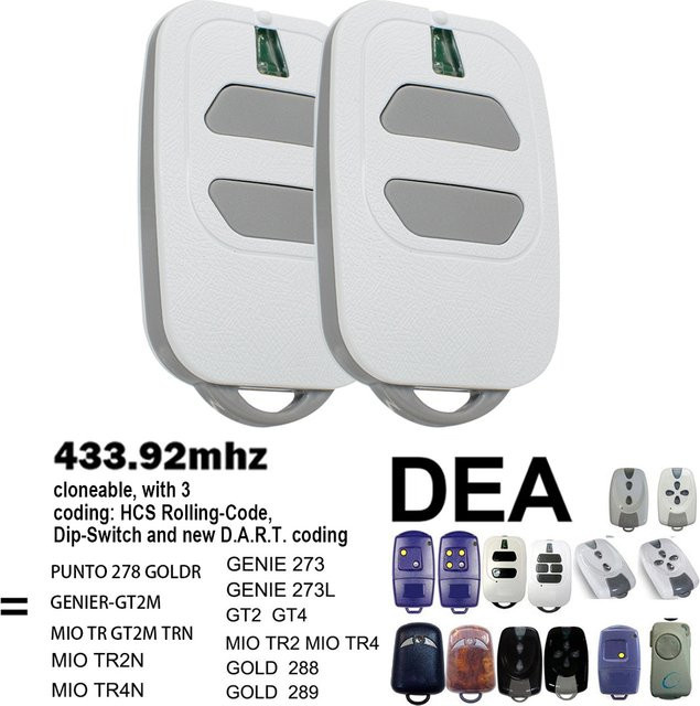 2er Set DEA GTI2M GTI4M Garagentoröffner Fernbedienungen mit Rolling Code, 433,92 MHz, Farbe: Weiß - Bild 1