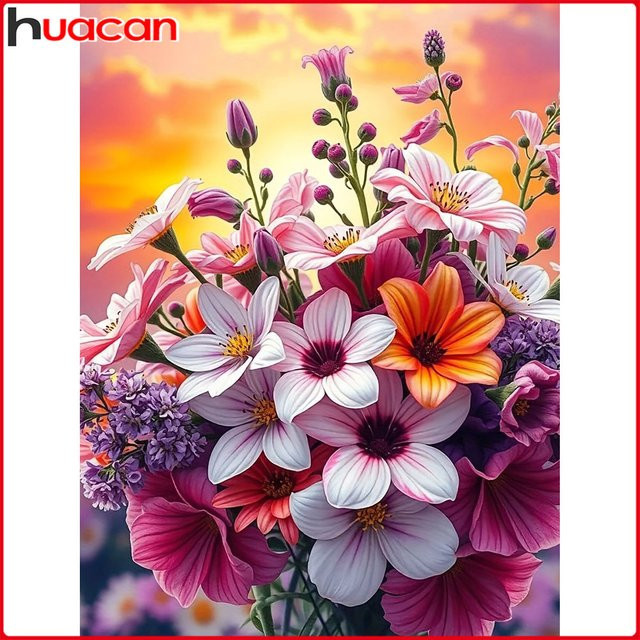 Huacan 5D Diamantmalerei Set mit floralem Blumenmotiv, Rundbohrer, Mehrfarbig, Breite: 30,0 cm, Höhe: 20,0 cm, Tiefe: 20,0 cm - Bild 1