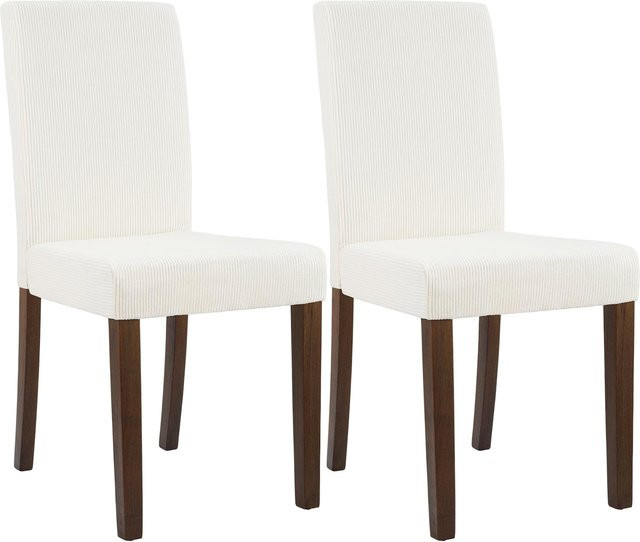 CLP Esszimmerstuhl 2er Set Ina gepolstert mit Cordbezug und Holzgestell in Beige - Bild 1