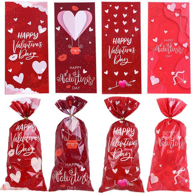 50 Stück Valentinstag Geschenktüten in Rot für Hochzeitsfeiern und Partyzubehör - Bild 1