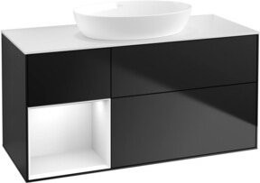 V&B Waschtischunterschrank Finion mit Wandbeleuchtung, Farbe: Weiß und Schwarz lackiert, Breite: 120 cm, Tiefe: 50,1 cm, Höhe: 50,1 cm - Bild 1