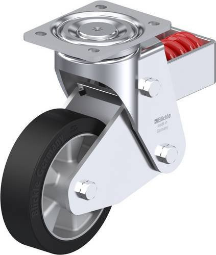 Blickle LHF-ALEV 160K Lenkrolle gefedert in Schwarz und Silber, Rad-Durchmesser: 160 mm, Tragfähigkeit: 400 kg - Bild 1