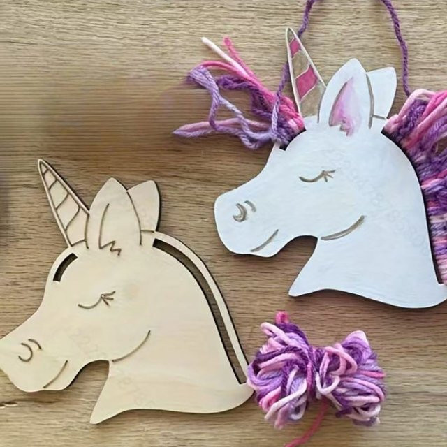 DIY Holz-Pony zum Bemalen und Gestalten, unfertiges Holzfiguren-Set für Handarbeit und Graffiti, B/H/T: 12,0 x 11,0 x 0 cm - Bild 1