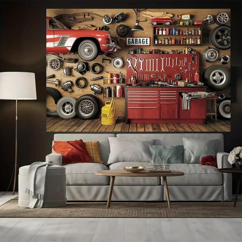 OURFETE Retro Garage Werkstatt Party Banner aus Polyester in Multicolour - Bild 3
