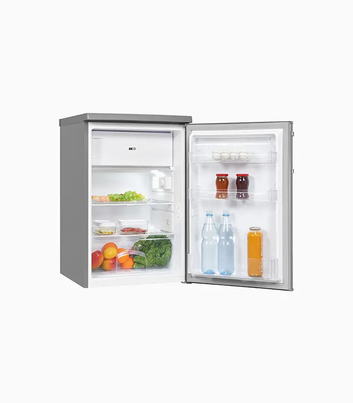 Exquisit Kühlschrank KS16-4-HE-040D in Silver, Standgerät mit Inoxlook, B/T/H: 55 x 57 x 140 cm - Bild 1