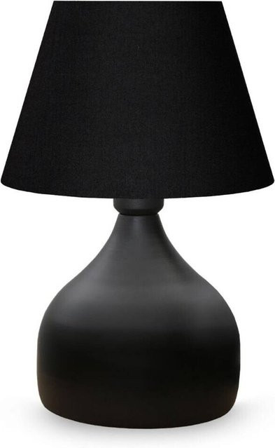 Opviq Tischleuchte in Schwarz aus Metall und Stoff mit E27 Fassung, B/T/H: 22 x 22 x 32 cm - Bild 1
