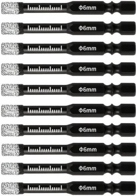 RSMXYO 10er Set Diamant-Sechskantbohrer 6 mm für Keramik, Fliesen, Marmor und Glas - Bild 1