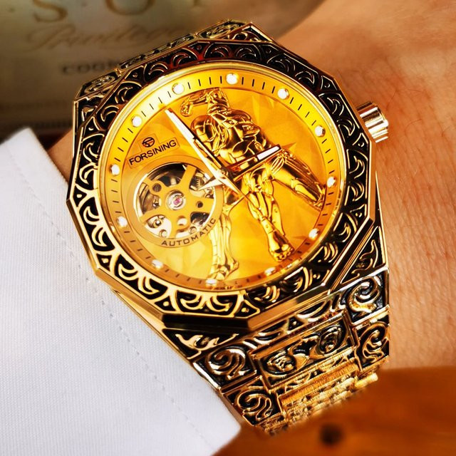 Forsining Armbanduhr, Automatik, Edelstahl, Gold, Herren - Bild 1