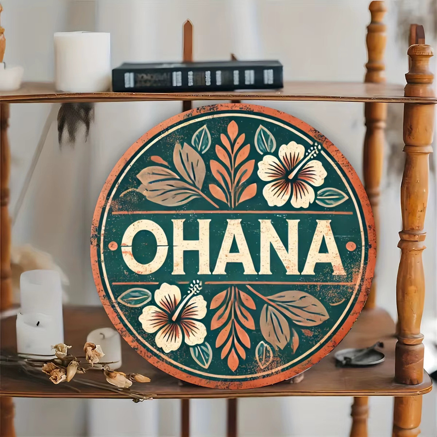 Potdemiel Vintage-Wandschild Ohana aus Metall mit Blumenmuster, B/H: 20,32 x 20,32 cm, Mehrfarbig - Bild 2