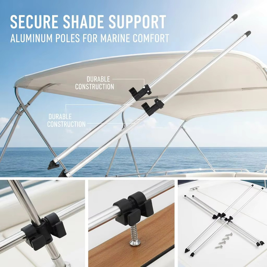 2 Stück Aluminium-Bimini-Top-Stützstangen in Silber, verstellbar von 66 cm bis 110 cm, universell für 3/4-Bögen, inklusive Montageteile - Bild 4