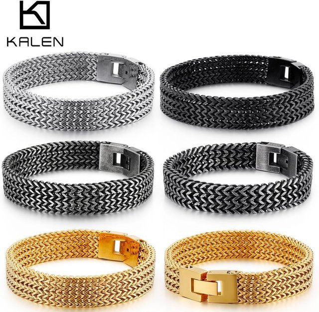 KALEN NEU Mesh-Kettenarmband, Edelstahl, Gold, Unisex, 20,5 cm - Bild 1