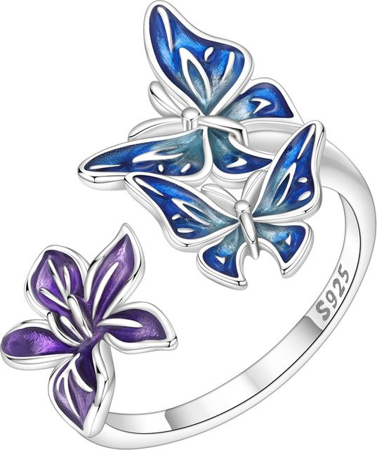 CYCUFF Öffnungsring, 925 Silber, Blauer Schmetterling, Damen - Bild 1
