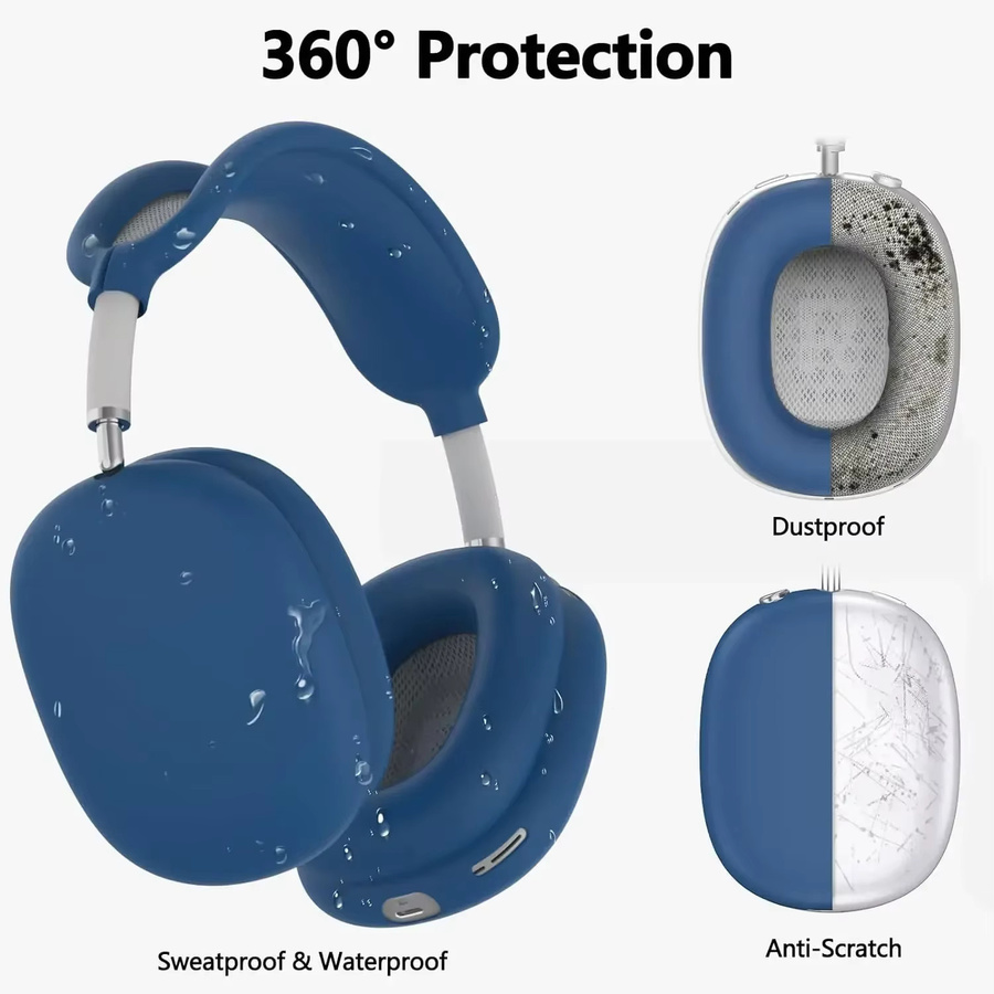 Hautfreundliche Silikon-Schutzhülle für Apple AirPods Max in Blau, stoßfestes und waschbares Zubehör - Bild 4