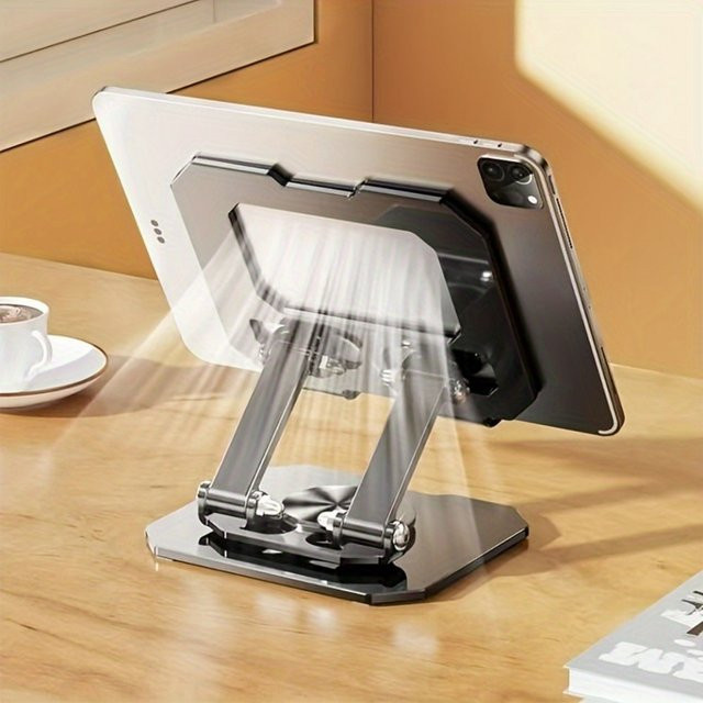 Universal Tablet-Ständer 360 Grad drehbar und verstellbar, Desktop-Halter für iPhone, Samsung, Xiaomi und Huawei, Schwarz - Bild 1