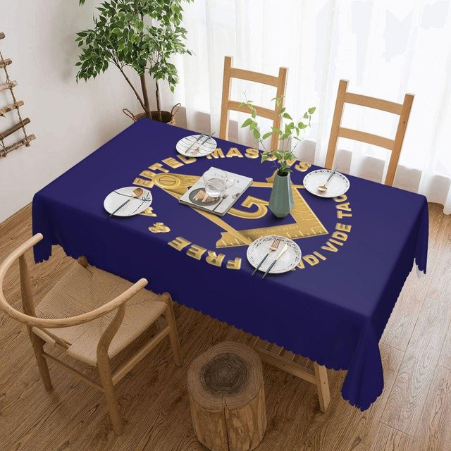 Ölbeständige Tischdecke JMG Household Supplies mit Kompass Freimaurerei Symbol in Blau, B/T: 137 x 183 cm - Bild 1