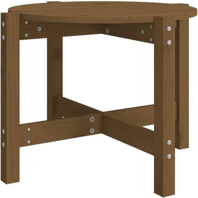 vidaXL Couchtisch aus Massivholz Kiefer in Braun, rund, Durchmesser: 62,5 cm, Höhe: 45 cm - Bild 1