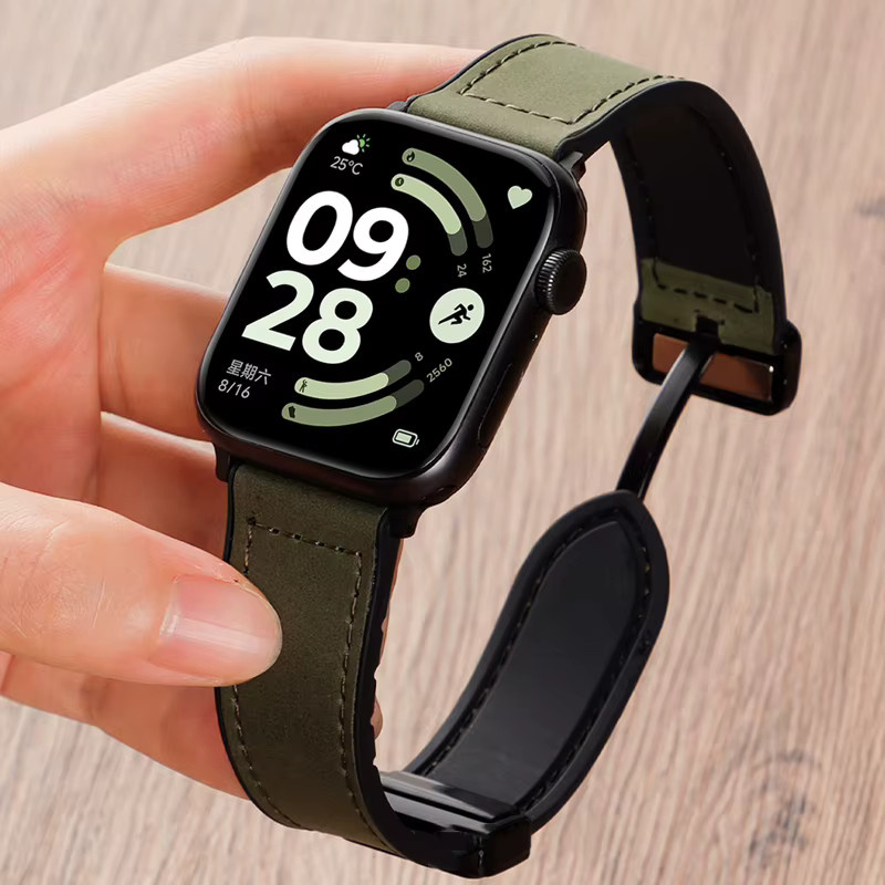 Xiaomi Uhrenarmband, Silikon, Leder, Schwarz, Unisex - Bild 1