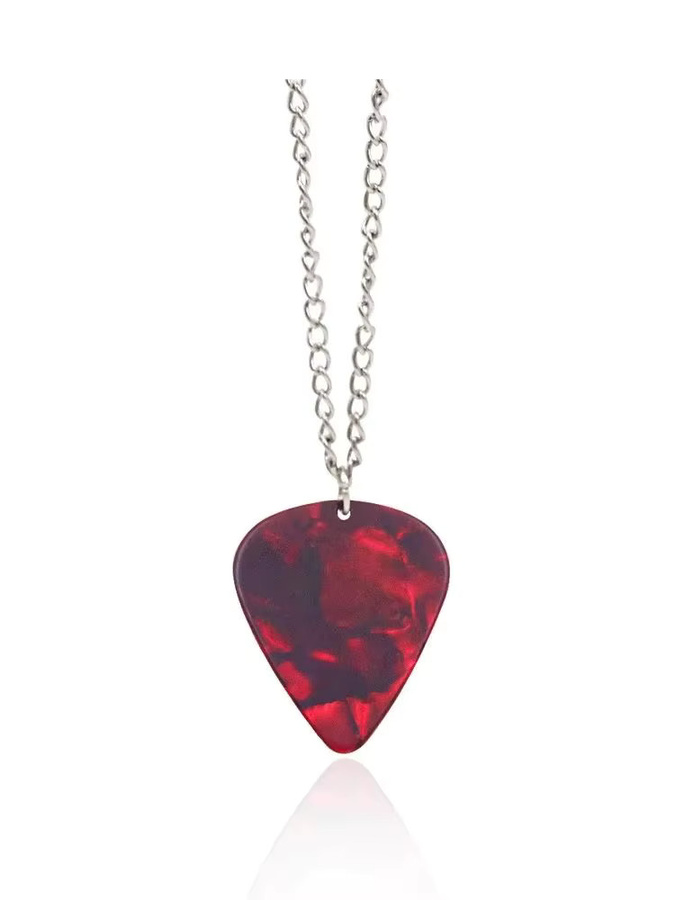 YiYuYiHua Halskette, Gitarren-Pick, Herz-Rubin-Anhänger, Silber, Unisex - Bild 2