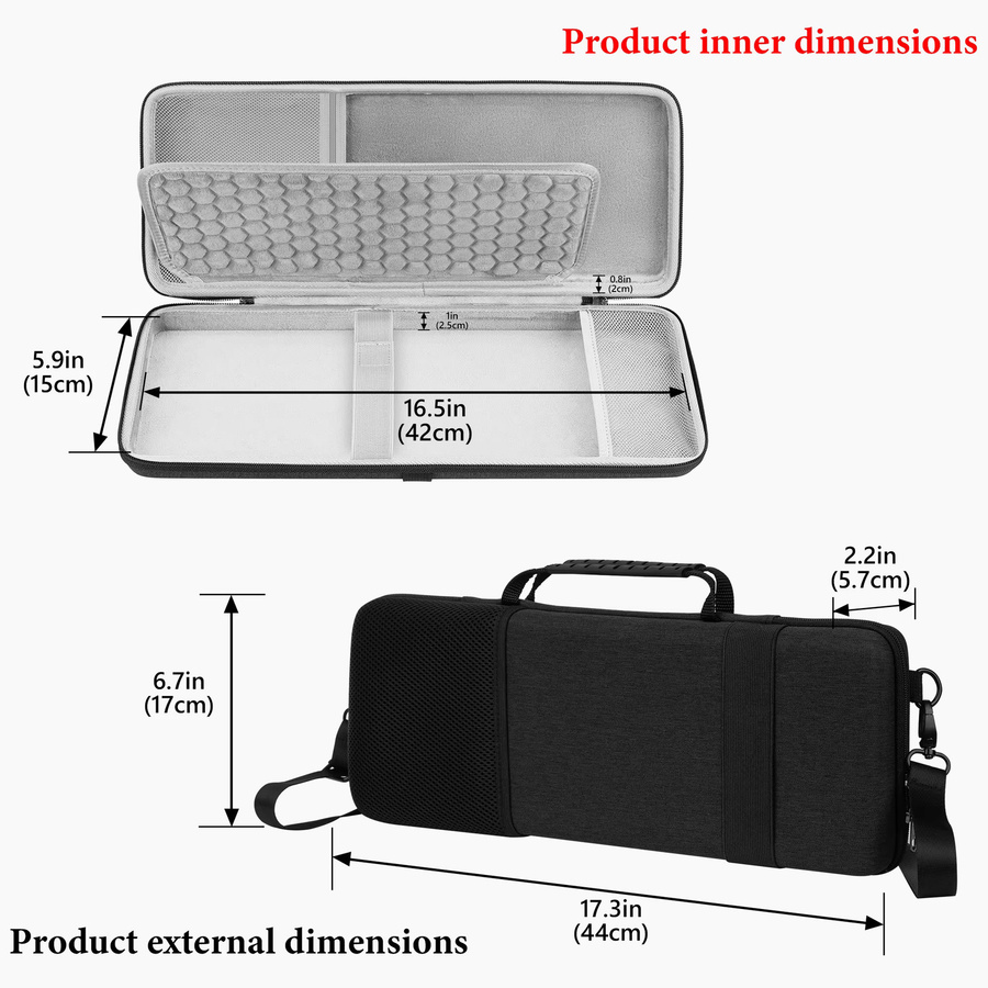 Geekria Hartschalen-EVA 2-in-1 Etui für Tastatur und Maus in Schwarz, passend für AULA F75 Pro, Keychron K2, Q1, ROG Azoth und EPOMAKER TH80 (84 Tasten) - Bild 4