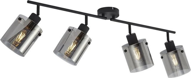 QAZQA Design Deckenstrahler Domo in Schwarz mit Rauchglas, dimmbar, 4-Licht, E27 - Bild 1