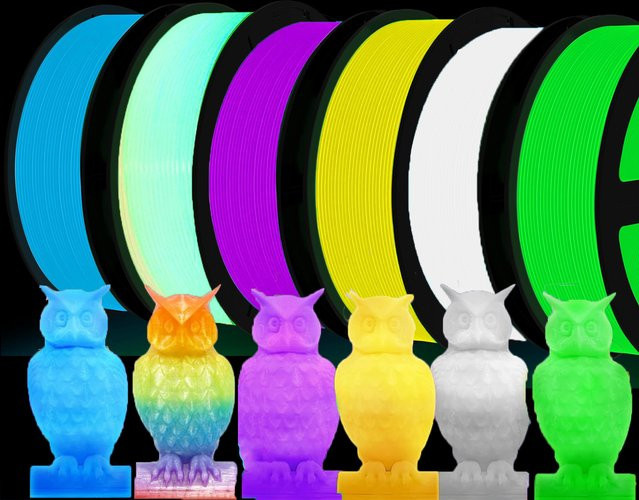MANLANG 3D-Drucker Filament Set im Dunkeln leuchtend, PLA FDM Filament 1,75mm, 6 x 250g, Weiß und Multicolour - Bild 1
