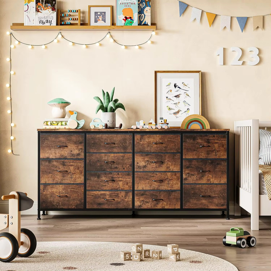 HiMISS Kommode in Braun mit 14 Schubladen im Industrial Design, Breite: 160 cm - Bild 2
