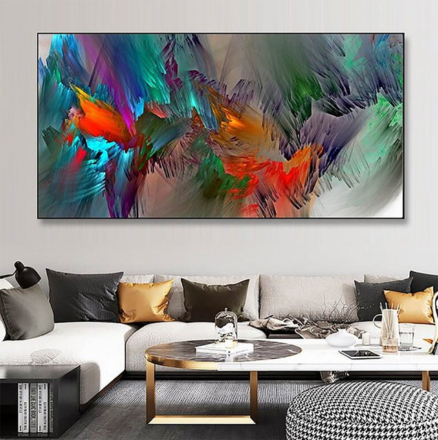 TPFLiving Leinwand Poster Abstrakte bunte Wolken Multicolor B: 60 cm, H: 120 cm - Bild 1