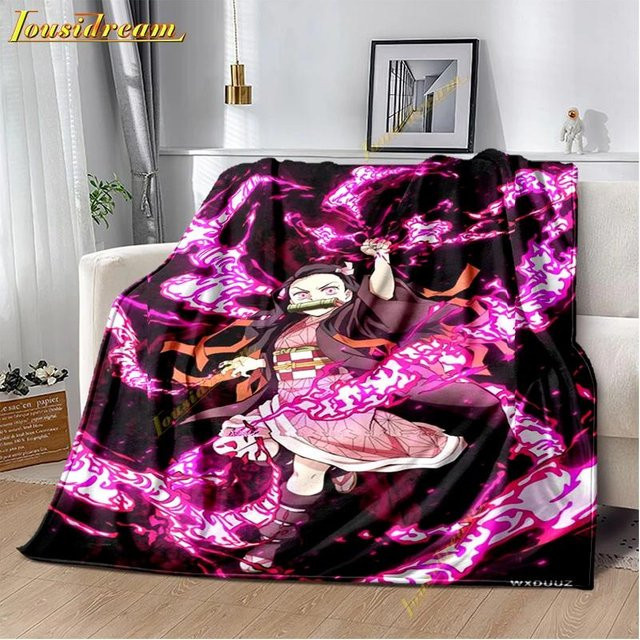 Shunika Chen Demon Slayer Kamado Nezuko Flanell-Überwurfdecke, Mehrfarbig, B: 75 cm, H: 100 cm - Bild 1