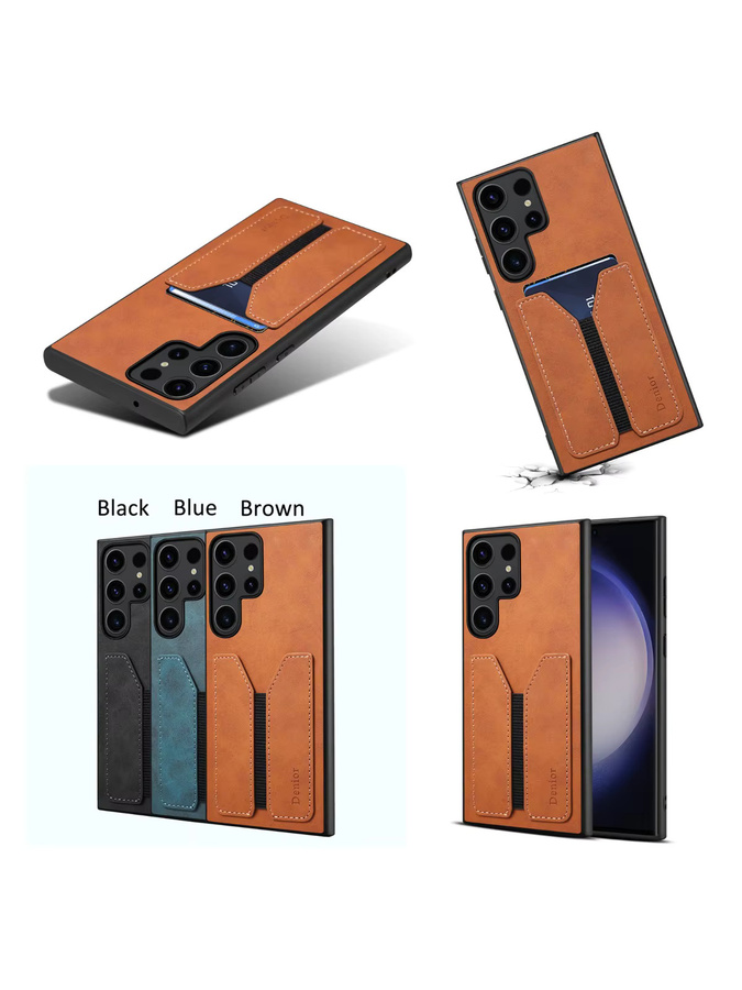 EUCAGR Luxus Brieftasche Handyhülle aus PU-Leder mit Kartenhalter für Samsung Galaxy S26, S26 Plus und S26 in Braun - Bild 4