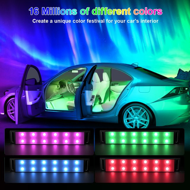 Yilaie Universal Neon RGB LED Auto Umgebungsbeleuchtung mit App-Steuerung und Fernbedienung, Multicolour Fußleuchten für SUV und Off-Road Fahrzeuge - Bild 1
