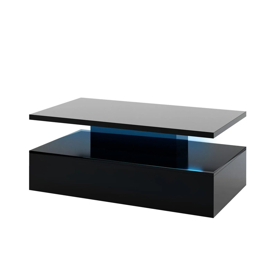 Costway LED-Couchtisch in Schwarz mit Hochglanz-Finish, B/T/H: 126 x 60 x 40 cm - Bild 2