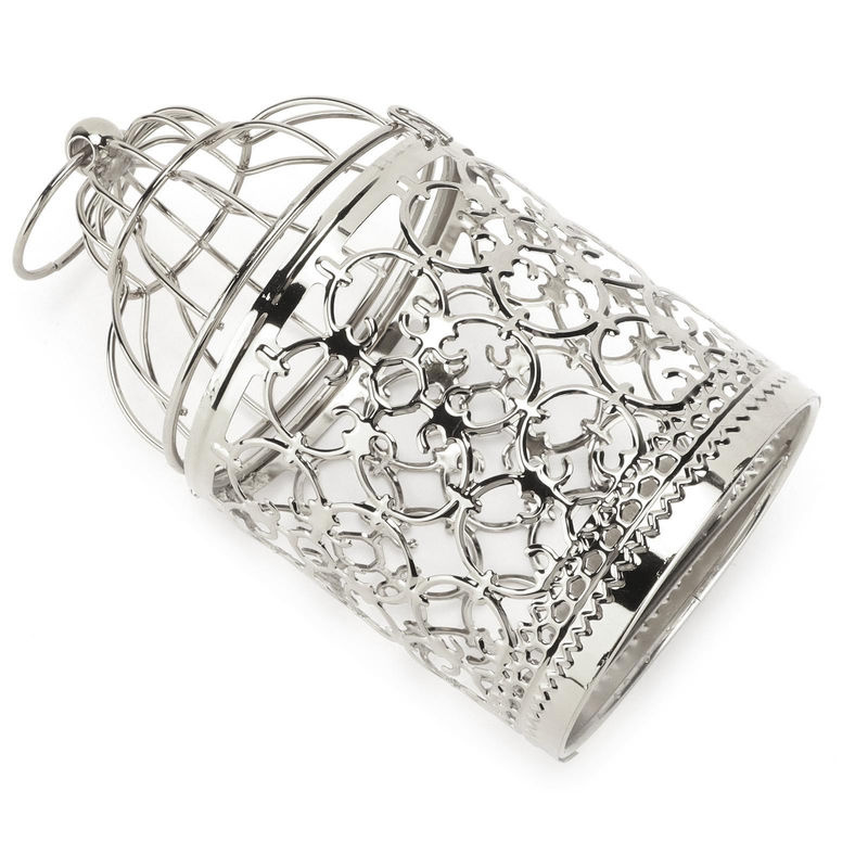 Tooarts Vintage Kerzenhalter im Vogelkäfig-Design aus Metall in Silber für Teelichter, B/T/H: 7,8 x 7,8 x 14,8 cm - Bild 2
