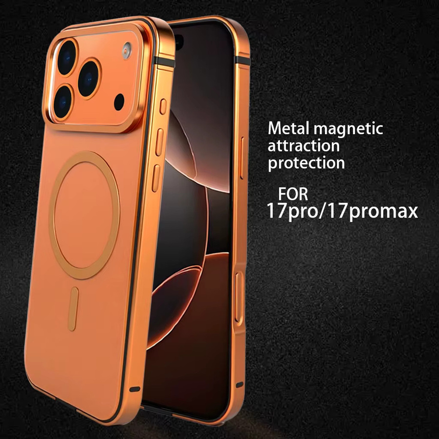 Magnetische Original-Handyhülle mit Hintergrundbeleuchtung und Metallrahmen für iPhone 17 Pro und iPhone 17 Pro Max in Orange - Bild 2