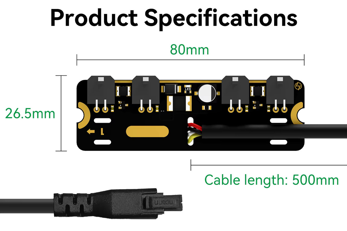 RGEEK 4-Port-Erweiterungs-Hub mit Stromsignalschutz für Bambu Lab All Series 3D-Drucker, Schwarz - Bild 5