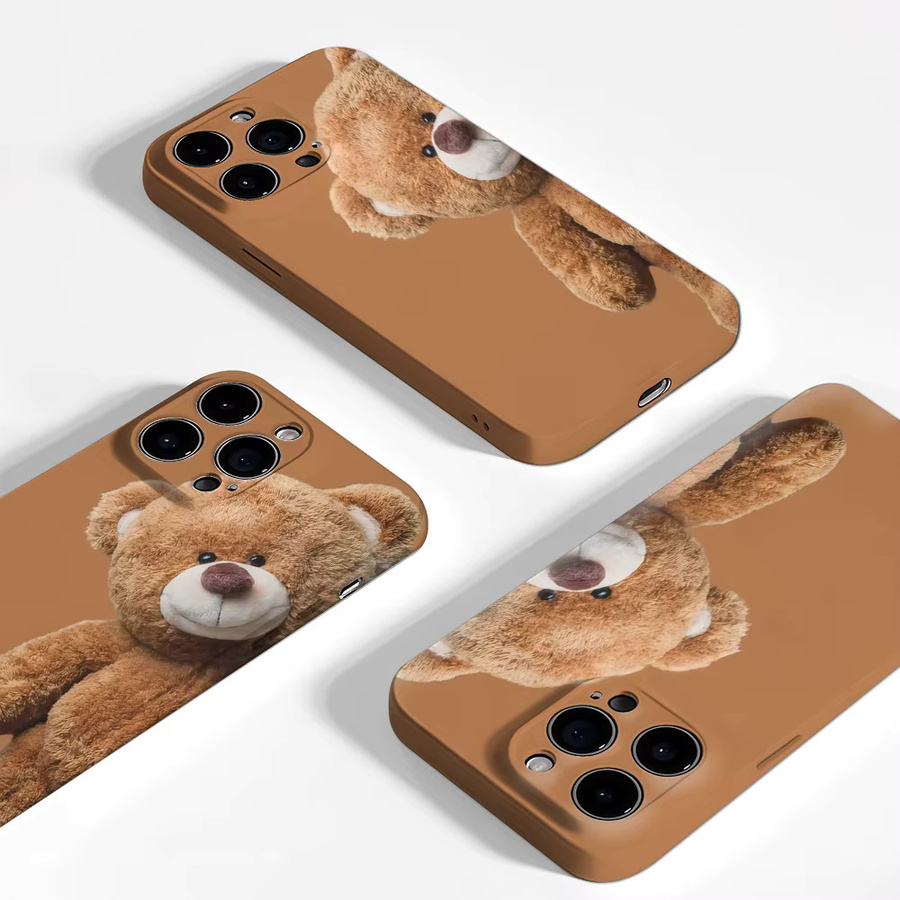 Teddybär Handyhülle für Apple iPhone 17 16 15 14 13 12 Pro Max Plus mit doppelschichtiger Rückseite in Braun - Bild 3