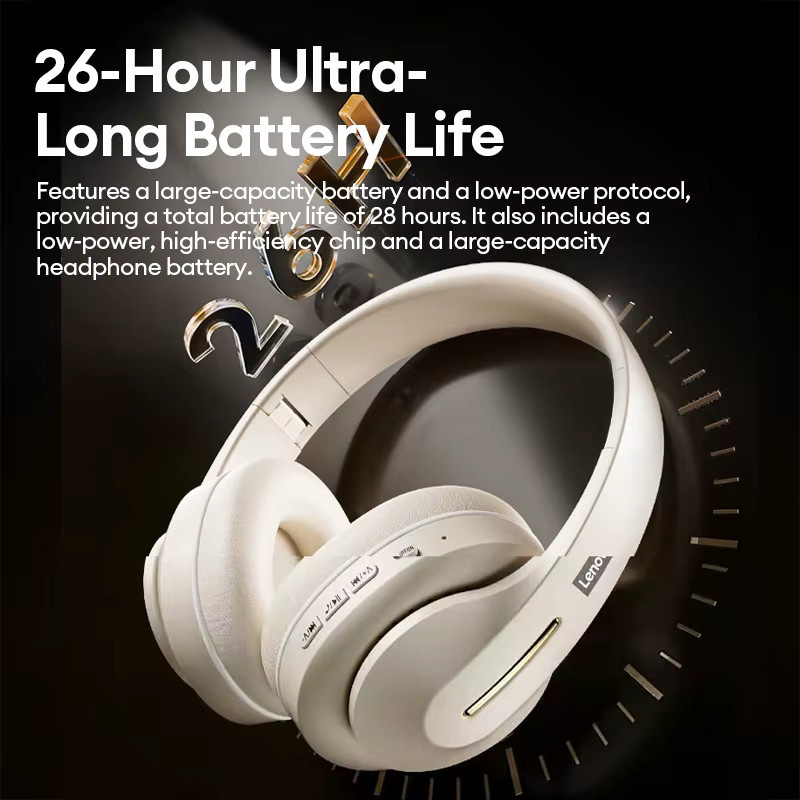 Lenovo LES-107 Kabelloses Bluetooth 6.0 Gaming-Headset mit Dolby-Surround-Sound in Beige - Bild 2