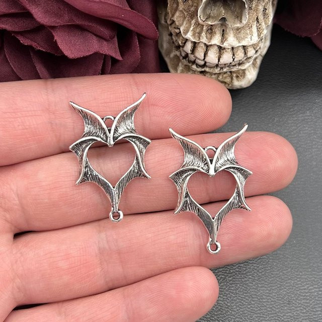 LKLRYWBD Charms, Fledermaus Flügel, Silber, Unisex, 35*22mm - Bild 1
