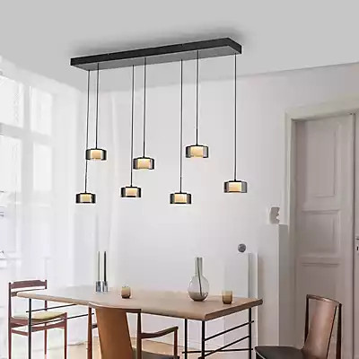 Paul Neuhaus Rika 2115 LED-Pendelleuchte, 7-flammig, schwarz/transparent - Bild 1