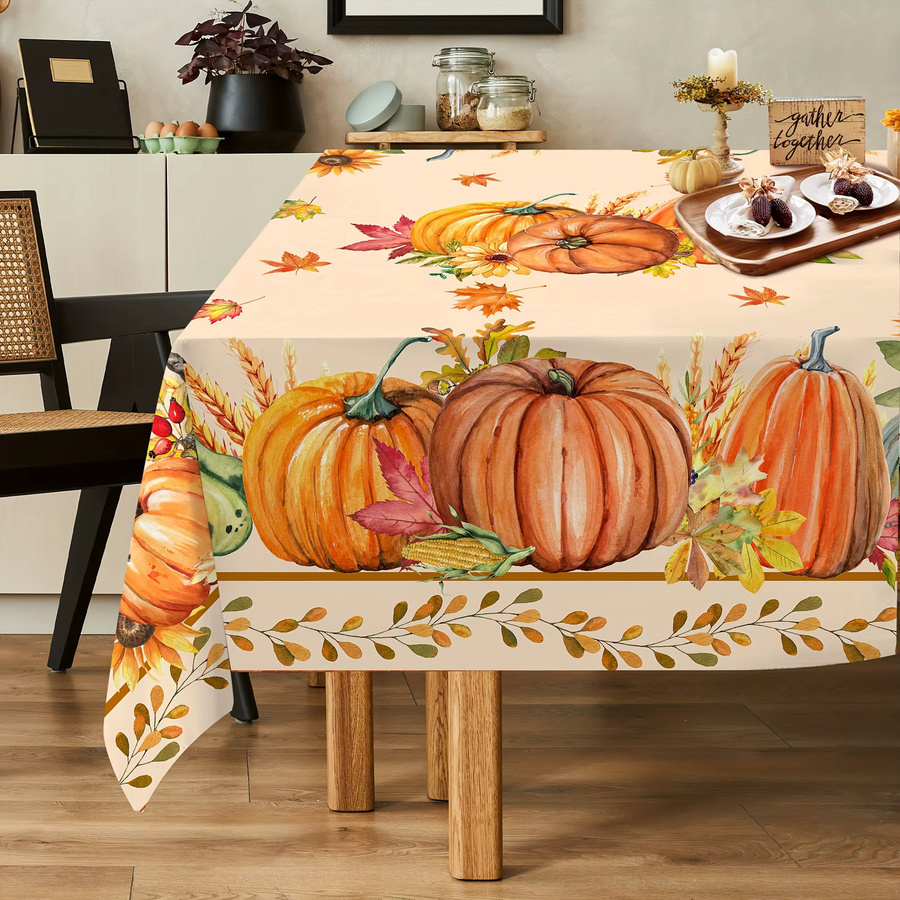 ZZN Tischdecke aus Polyester mit Kürbis-Design für Thanksgiving und Herbstpartys, rechteckig, mehrfarbig - Bild 2