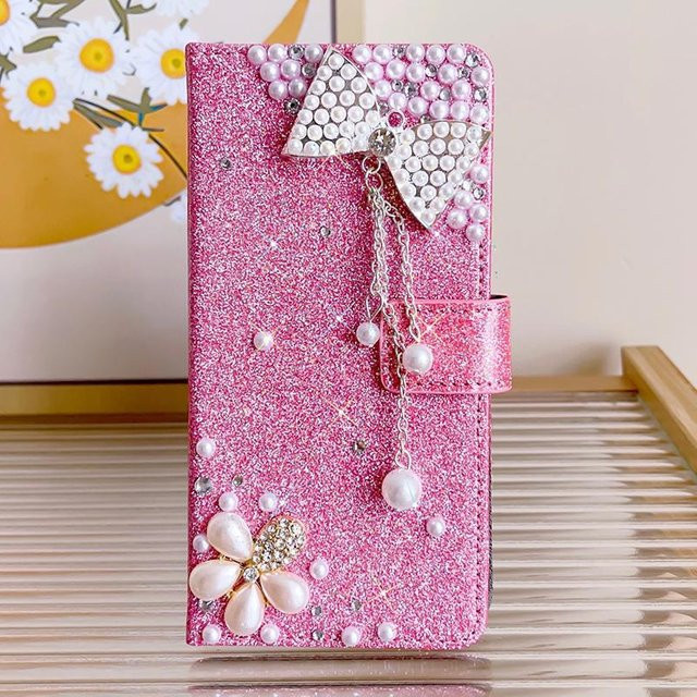 Glitzer Portemonnaie Hülle für Samsung Galaxy S26 Ultra S25 FE S24 S23 S22 A13 A14 A15 A16 A26 A36 A56 A34 A54 A35 A55 A33 A17 in Pink - Bild 1