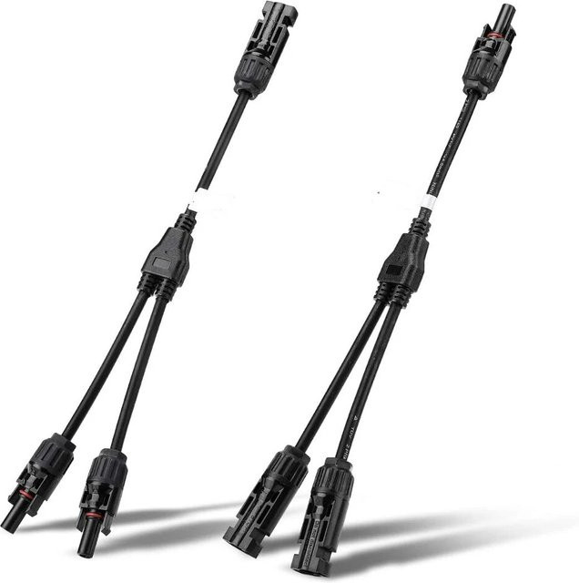 Solar-Steckverbinder Y-Zweig Set mit parallelem Adapterkabel in Schwarz für Solarpanels - Bild 1
