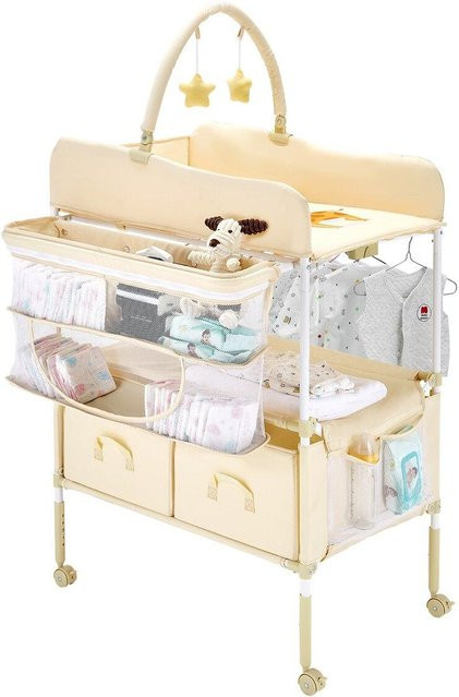 Buying Solutions MB Faltbare Baby-Wickelstation mit Seitenkorb und Hängeleiste in Beige - Bild 1