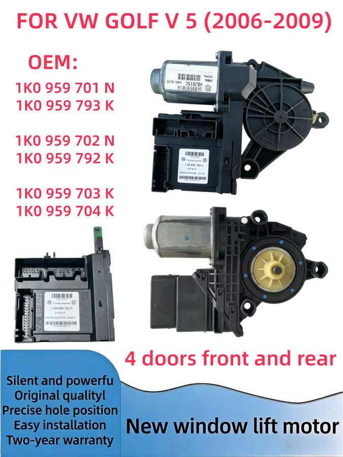 Fensterhebermodul für VW Golf 5 V Schwarz Vorne und Hinten 1K0959701N 1K0959793K 1K0959702N 1K0959792K 1K0959703K 1K0959704K - Bild 1