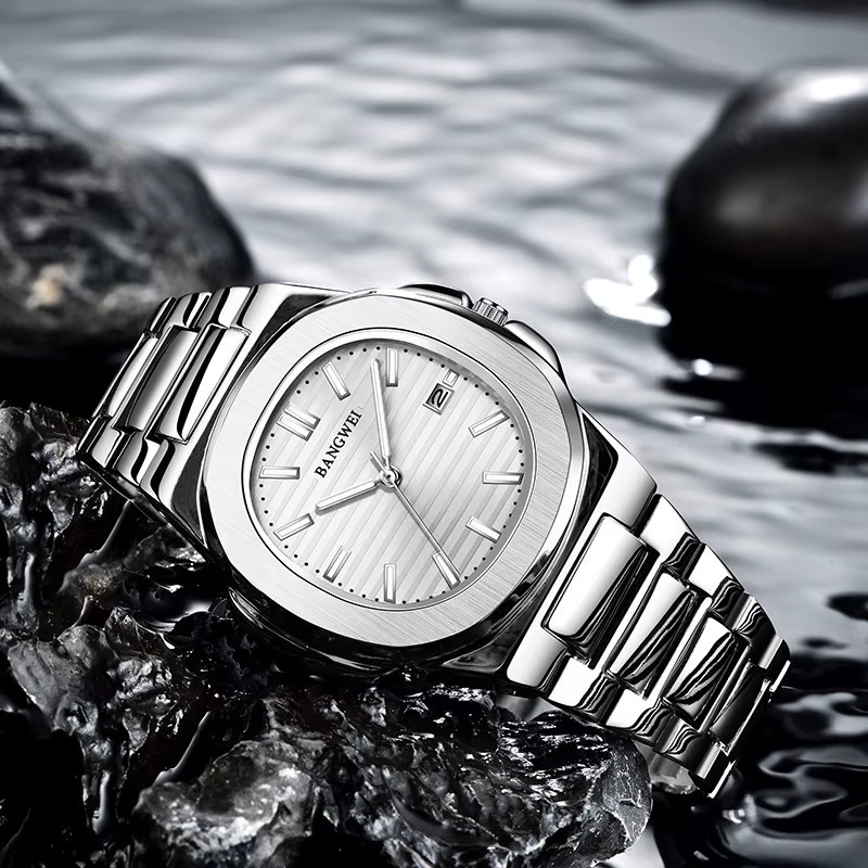 LIGE Armbanduhr, Quarz, Edelstahl, Silber, Herren, Datum, Leuchtzeiger - Bild 2
