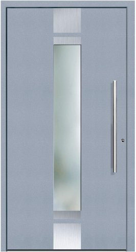 KNOCK Flügelüberdeckende Kunststoff-Haustür Terra mit Glaseinsatz, grau, B: 110 cm, H: 210 cm, T: 6 cm - Bild 1