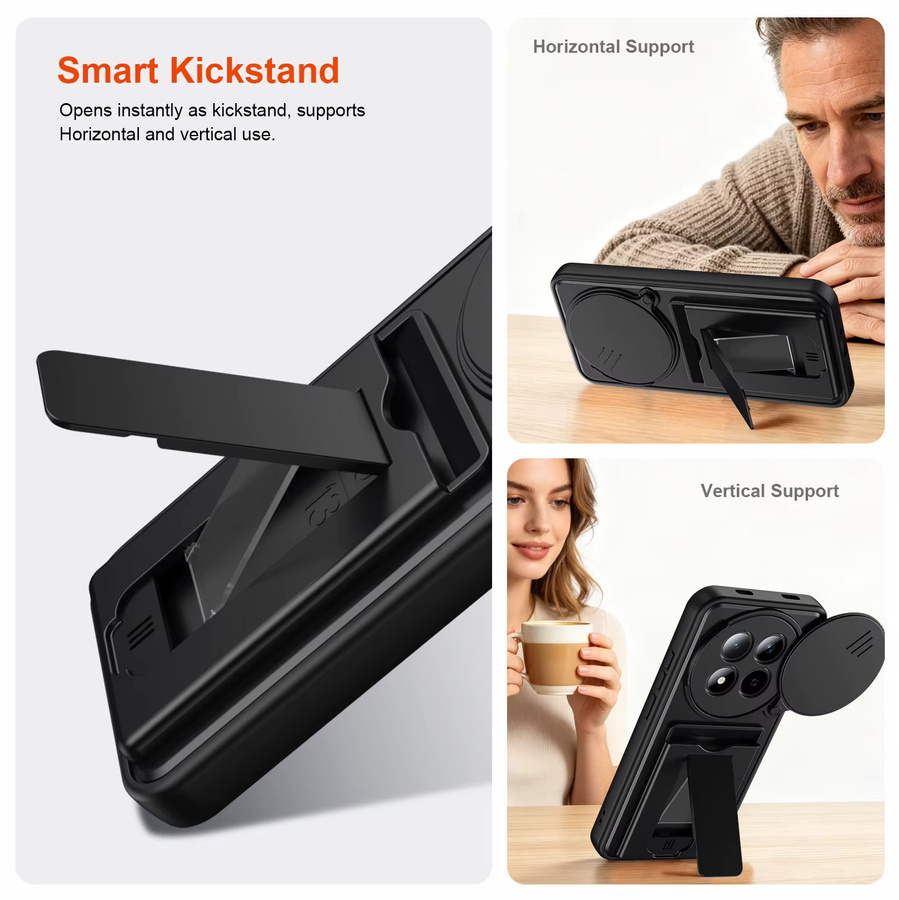 Stoßfeste Kamera-Schutzhülle mit Kartenfach und Standfunktion für Xiaomi Redmi Note 15 Pro Plus / 15 Pro 4G 5G in Blau oder Schwarz - Bild 3