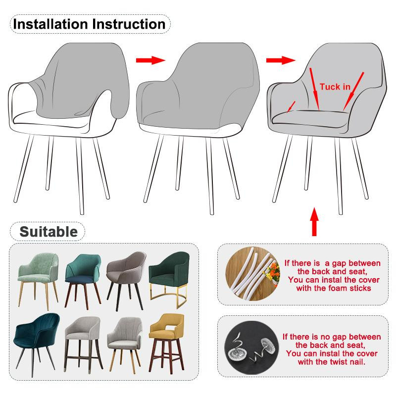 Leorate Stretch-Stuhlbezug für Sessel und Esszimmerstühle mit Armlehnen, Silber - Bild 1